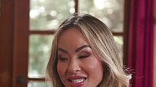 Petite blonde asian MILF stepmother Linda Lan wants to know better stepson