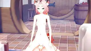 Genshin Impact Hentai - Diluc and Diona Handjob and cowgirl with creampie - Japanese Asian Manga Anime Film Game Porn