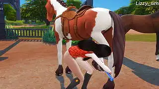 Chica asiática siendo penetrada por ambos orificios - Sims 4 - Animación 3D