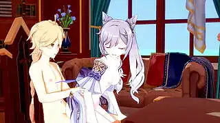 Genshin Impact Hentai - Aether x Ganyu Blowjob und gefickt - Japanisches asiatisches Manga-Anime-Spiel-Porn